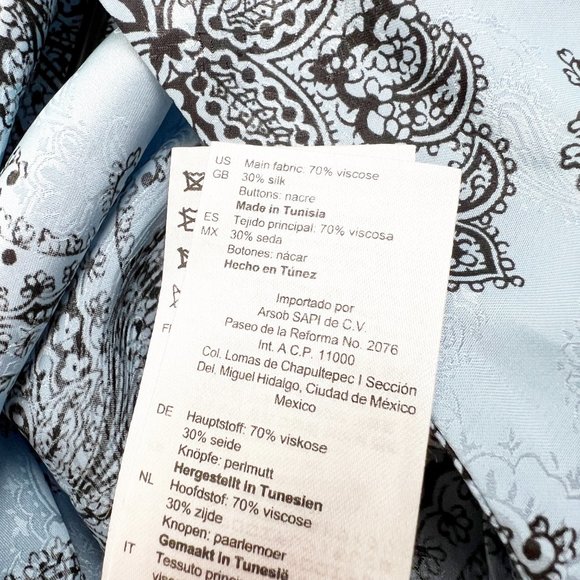 Sandro Paris Printed Silk Beane Jacquard Button Down Midi Dress Wedding Guest 36 - Picture 8 of 13